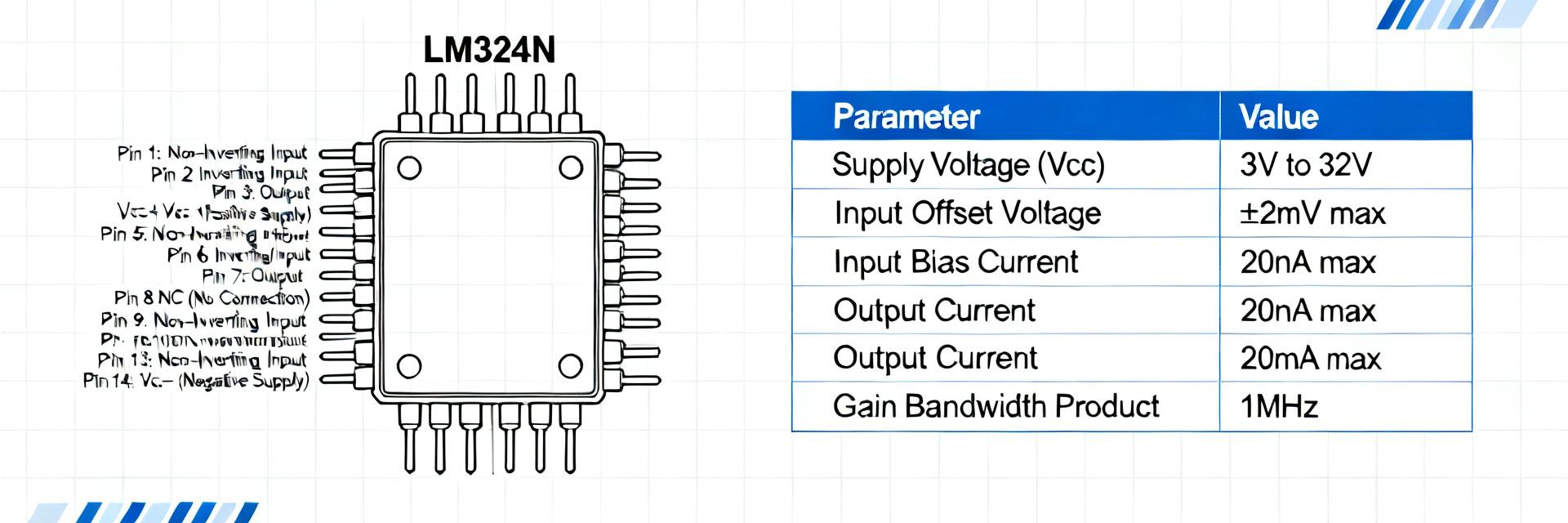LM324N Datasheet Breakdown: Pinout, Specs & Key Charts